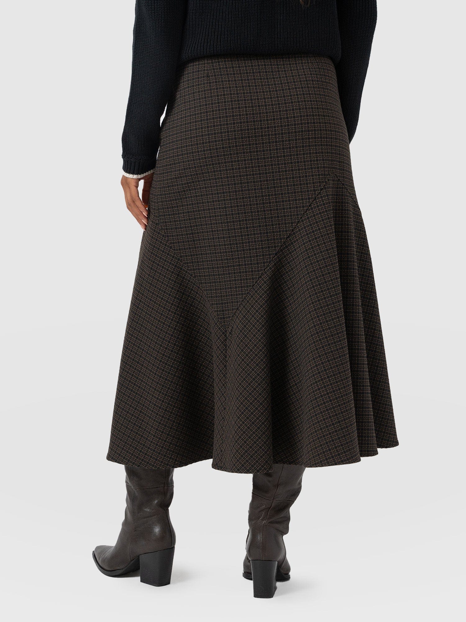 Piper Panelled Skirt - Brown Check - Women's Skirts | Saint + Sofia® EU