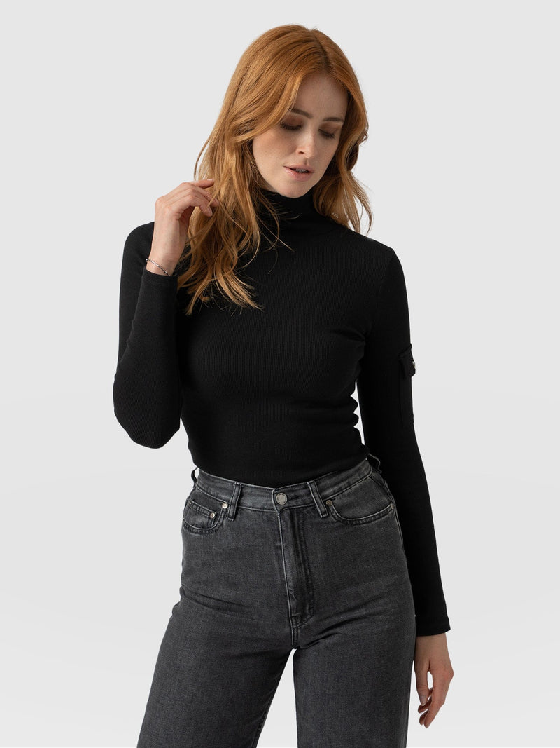 Pocket Roll Neck Black - Women's Jumpers | Saint + Sofia® EU