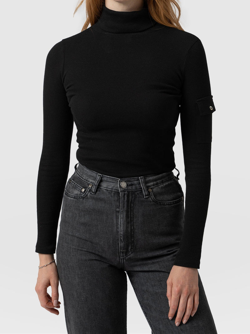 Pocket Roll Neck Black - Women's Jumpers | Saint + Sofia® EU