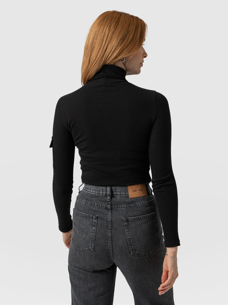 Pocket Roll Neck Black - Women's Jumpers | Saint + Sofia® EU