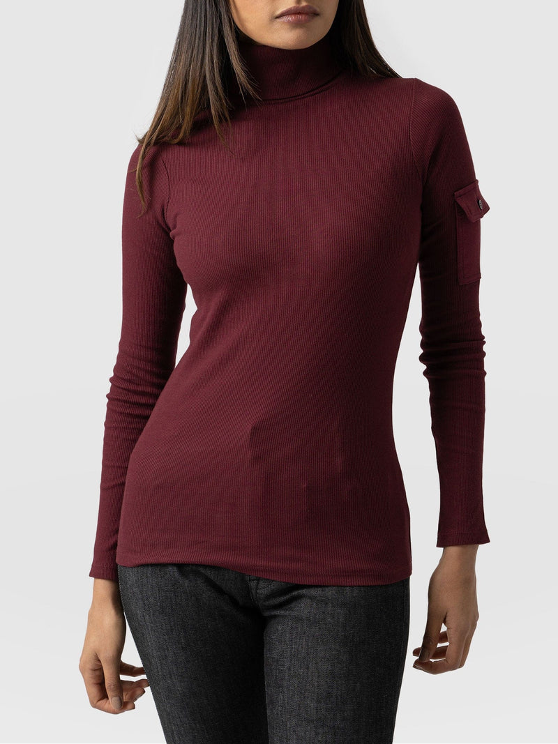 Pocket Roll Neck Burgundy - Women's Jumpers | Saint + Sofia® EU