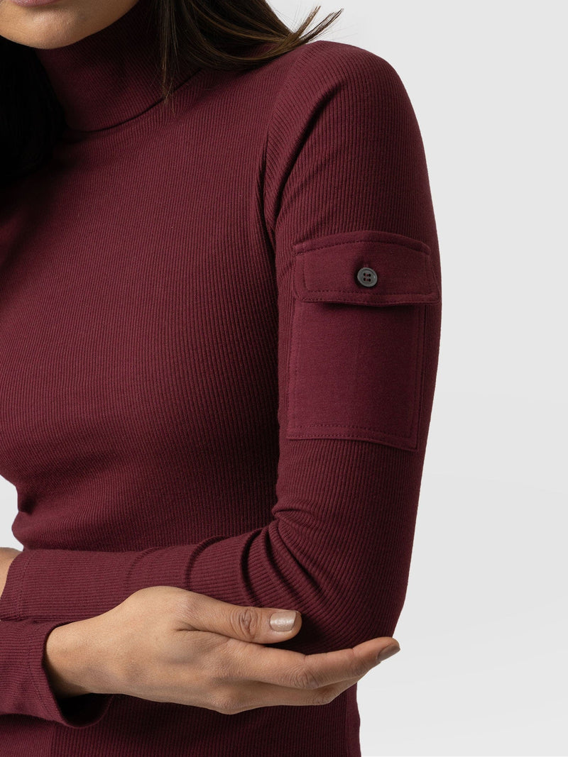 Pocket Roll Neck Burgundy - Women's Jumpers | Saint + Sofia® EU