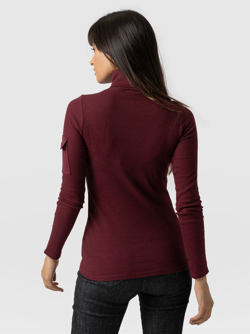 Pocket Roll Neck Burgundy - Women's Jumpers | Saint + Sofia® EU