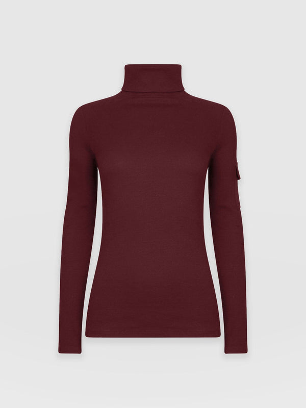 Pocket Roll Neck Burgundy - Women's Jumpers | Saint + Sofia® EU