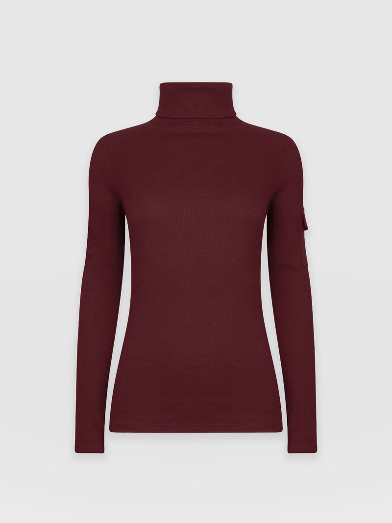 Pocket Roll Neck Burgundy - Women's Jumpers | Saint + Sofia® EU