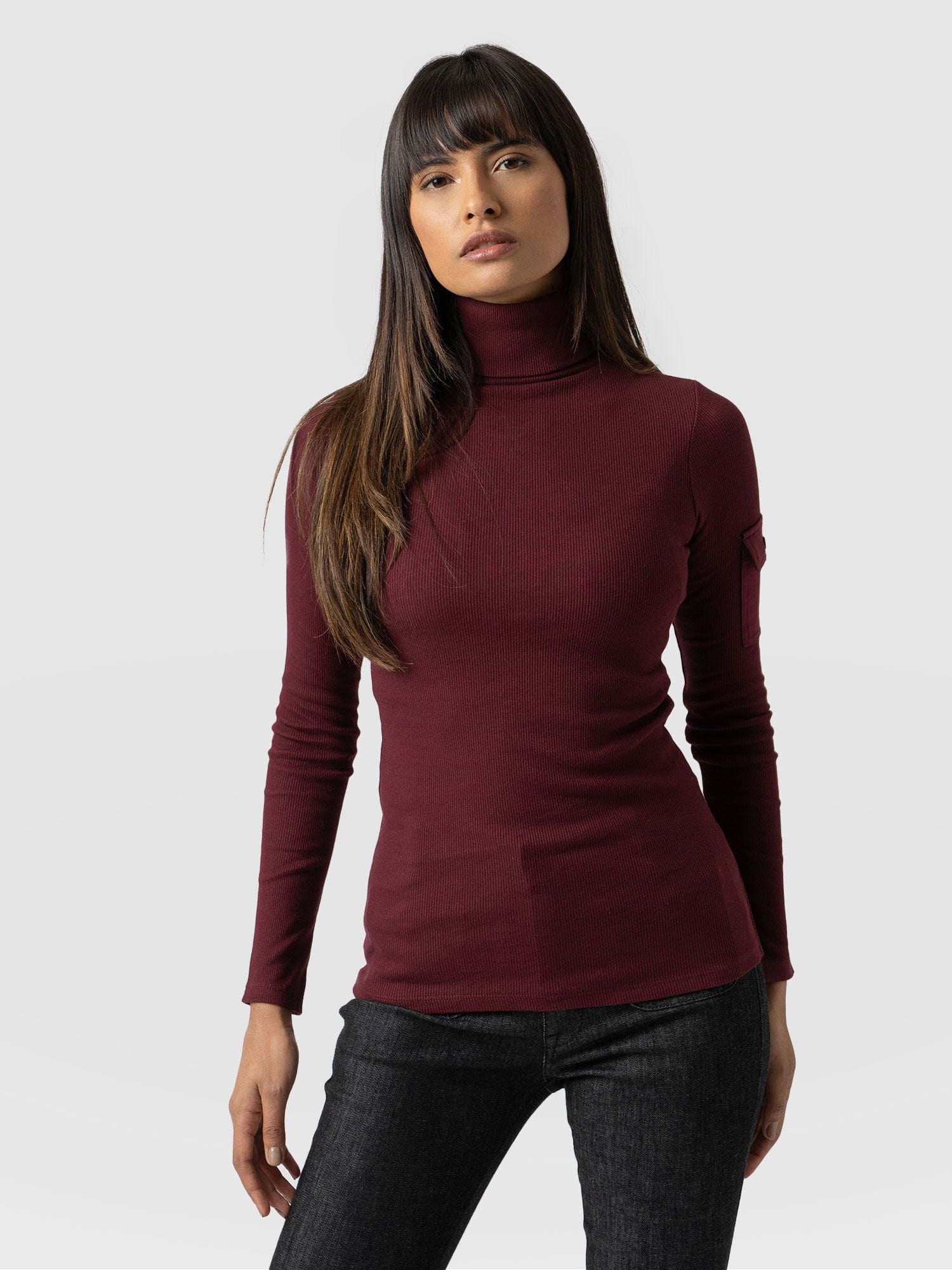 Pocket Roll Neck Burgundy - Women's Jumpers | Saint + Sofia® EU