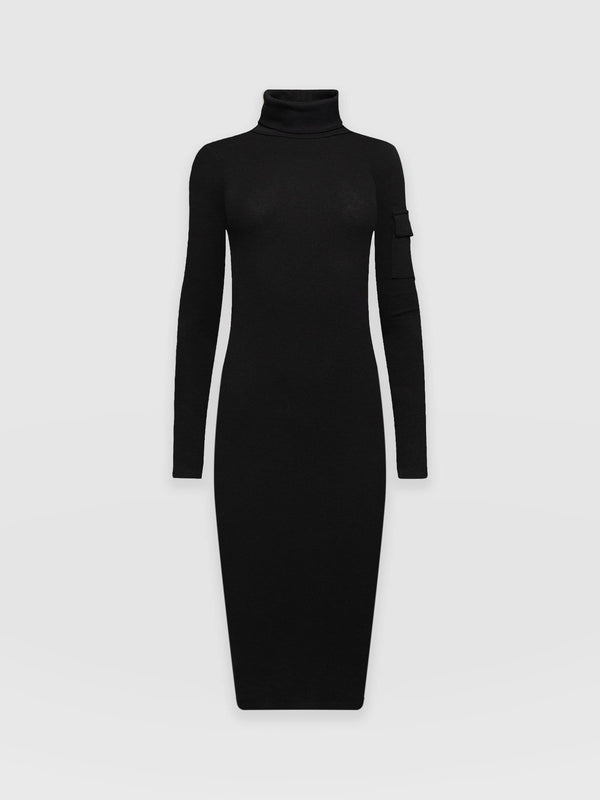 Pocket Roll Neck Dress Black - Women's Dresses | Saint + Sofia® EU