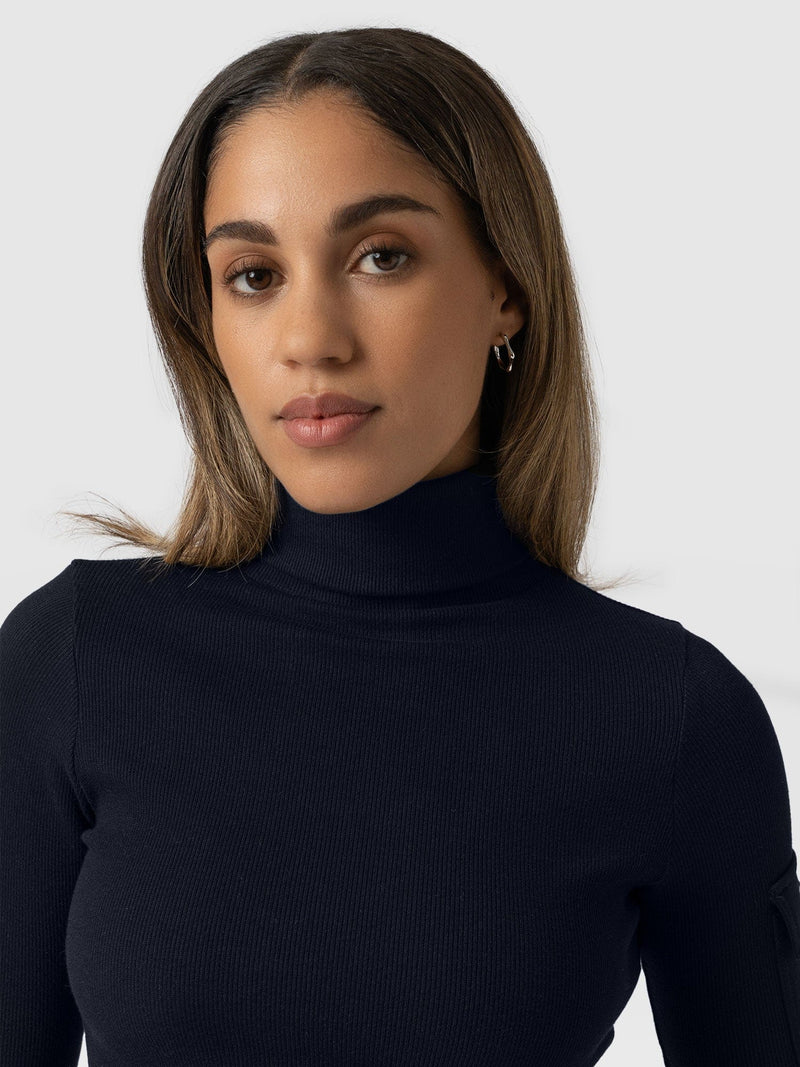 Pocket Roll Neck Navy - Women's Jumpers | Saint + Sofia® EU