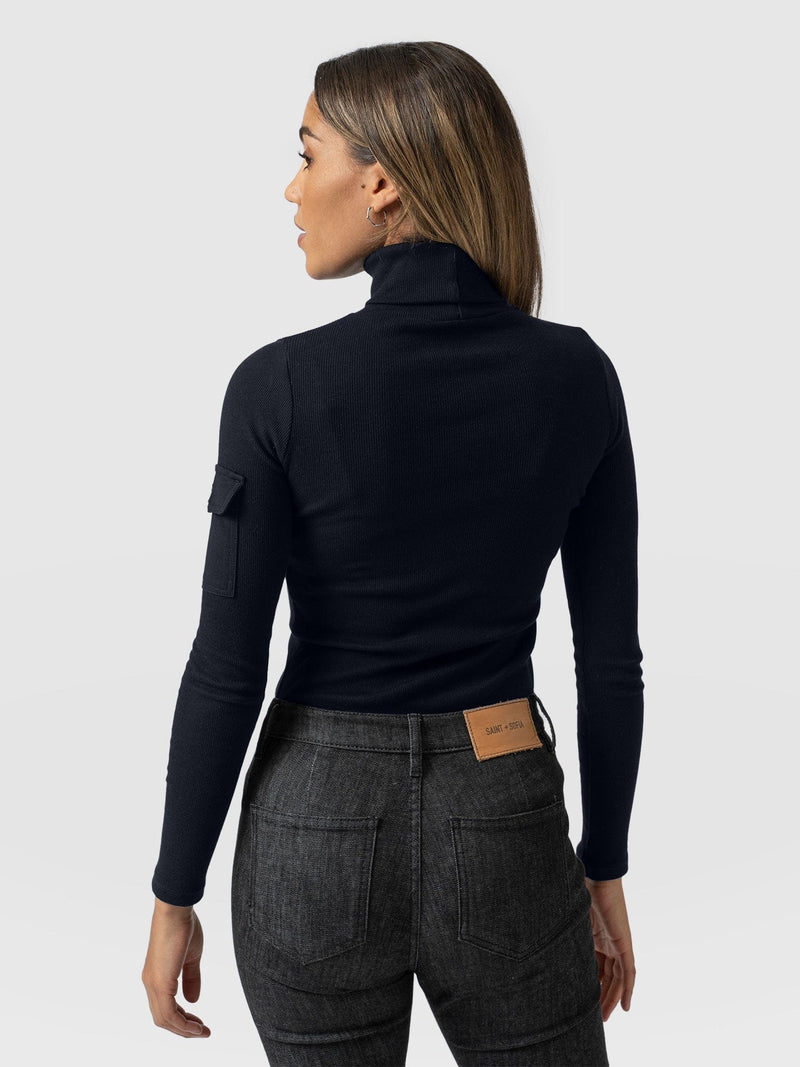 Pocket Roll Neck Navy - Women's Jumpers | Saint + Sofia® EU