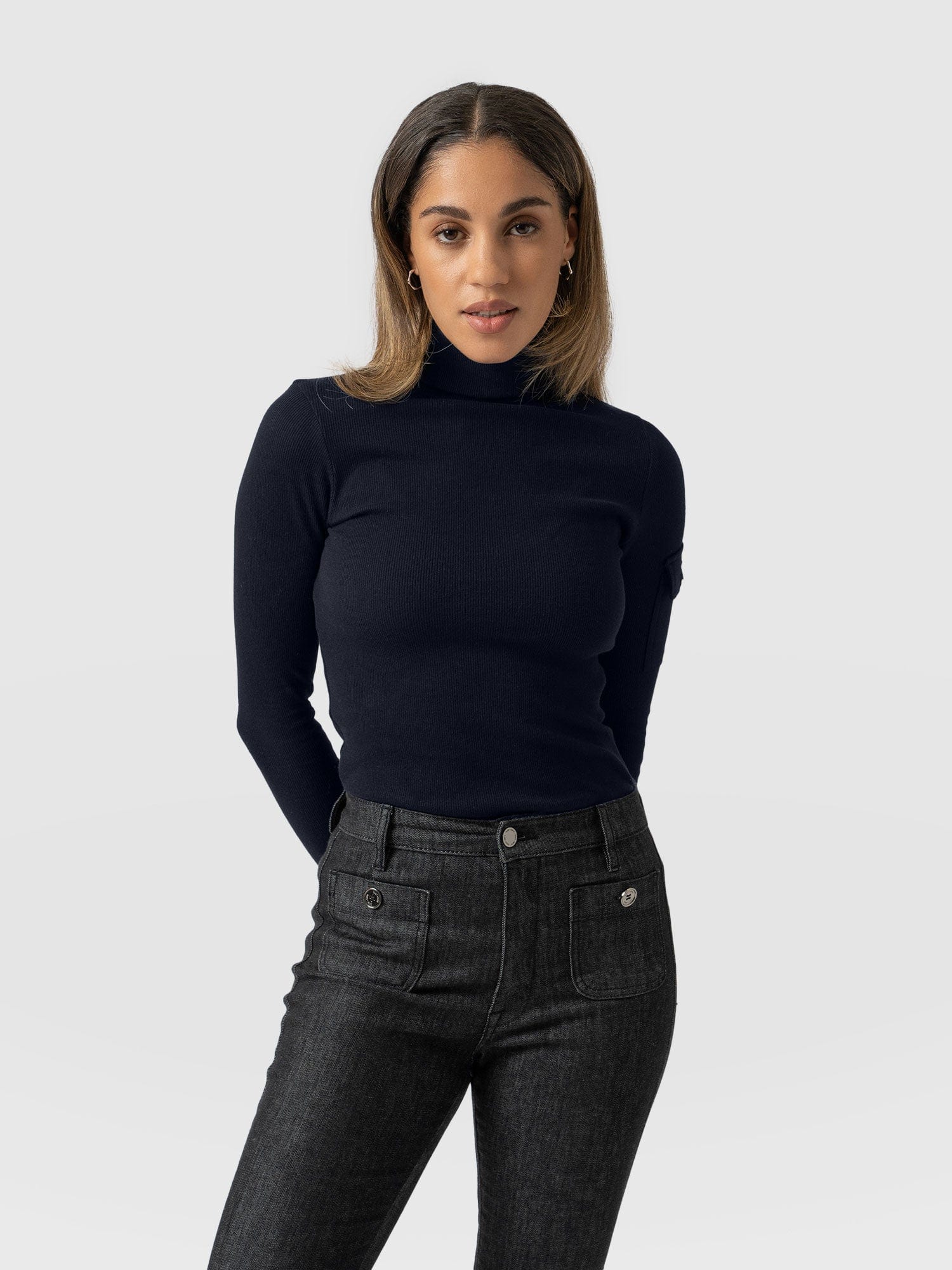 Pocket Roll Neck Navy - Women's Jumpers | Saint + Sofia® EU