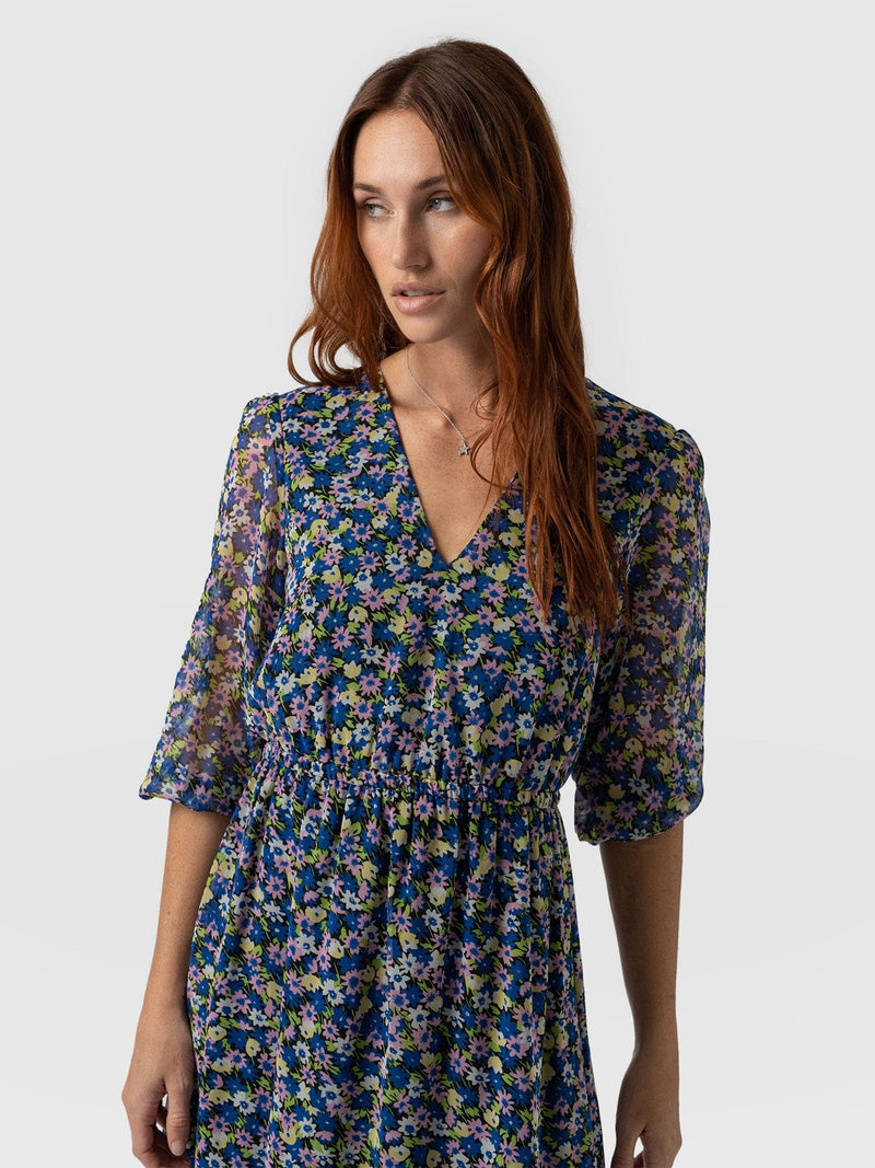 Portland Dress Blue Posy - Women's Dresses | Saint + Sofia® EU