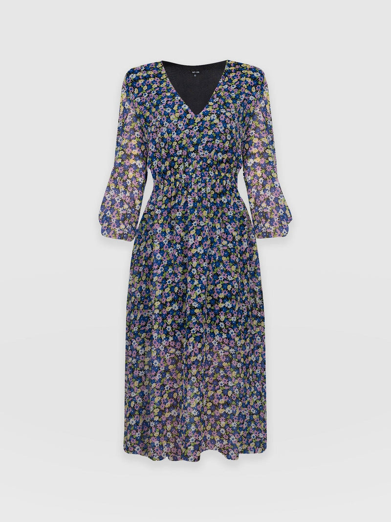 Portland Dress Blue Posy - Women's Dresses | Saint + Sofia® UK