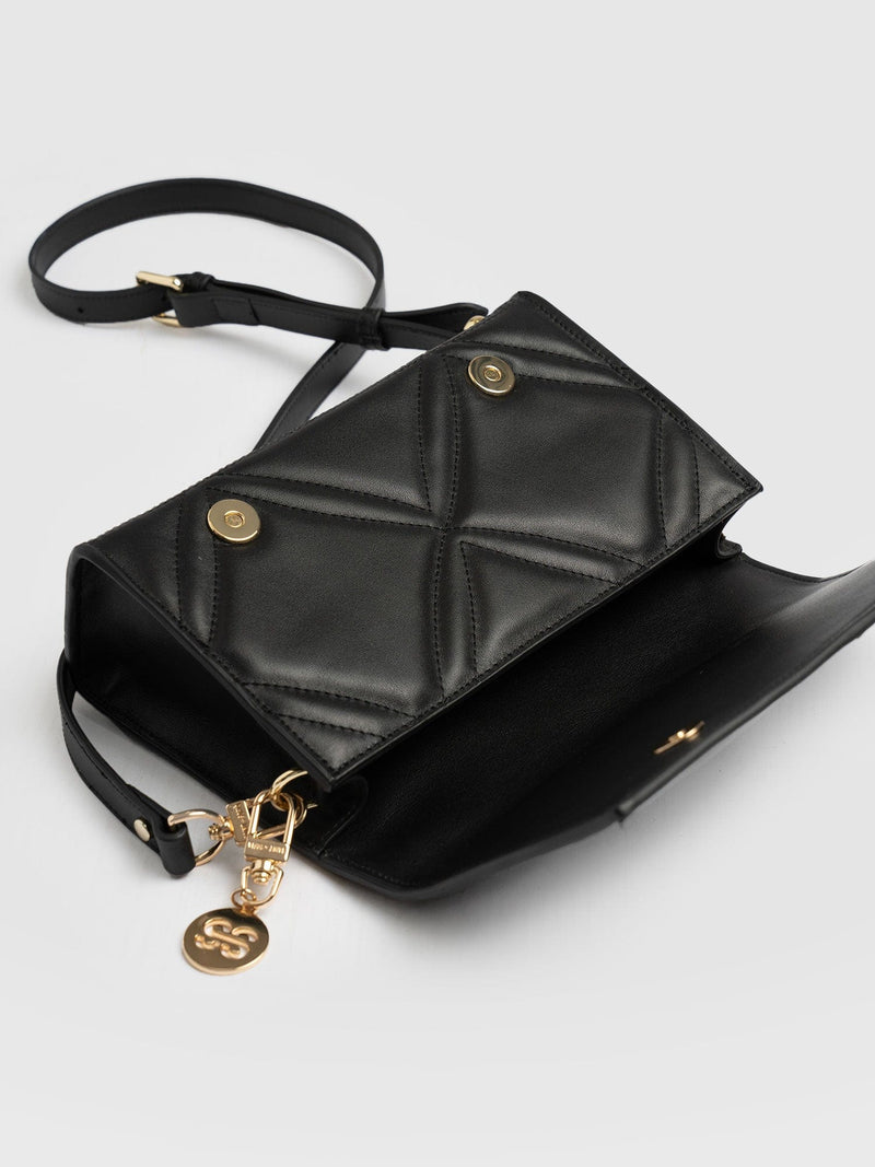 Quilted Keira Cross Body Bag Black - Women's Bags | Saint + Sofia® EU