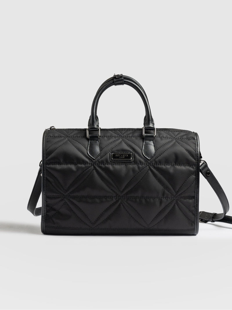 Quilted Maeve Duffle Bag Black - Women's Bags | Saint + Sofia® EU