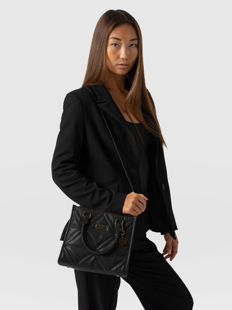 Quilted Mia Mini Tote Bag Black - Women's Bags | Saint + Sofia® EU