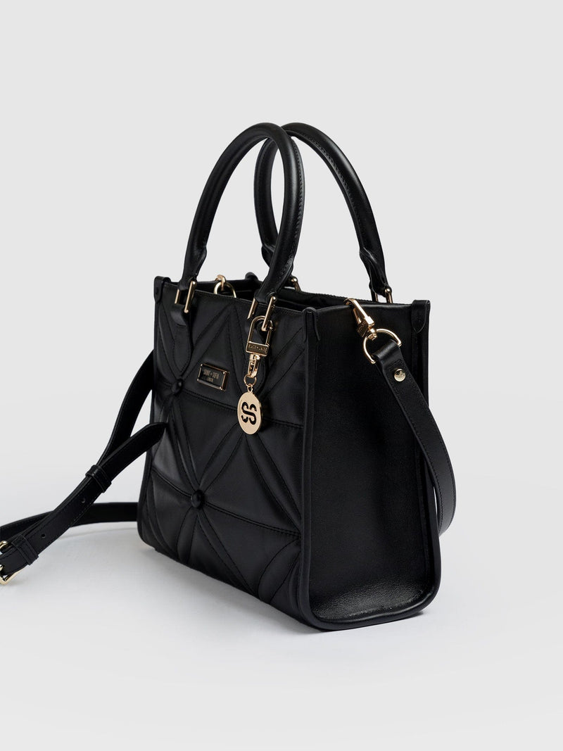 Quilted Mia Mini Tote Bag Black - Women's Bags | Saint + Sofia® EU