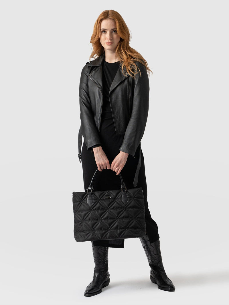 Quilted Selene Shopper Bag Black - Women's Bags | Saint + Sofia® EU