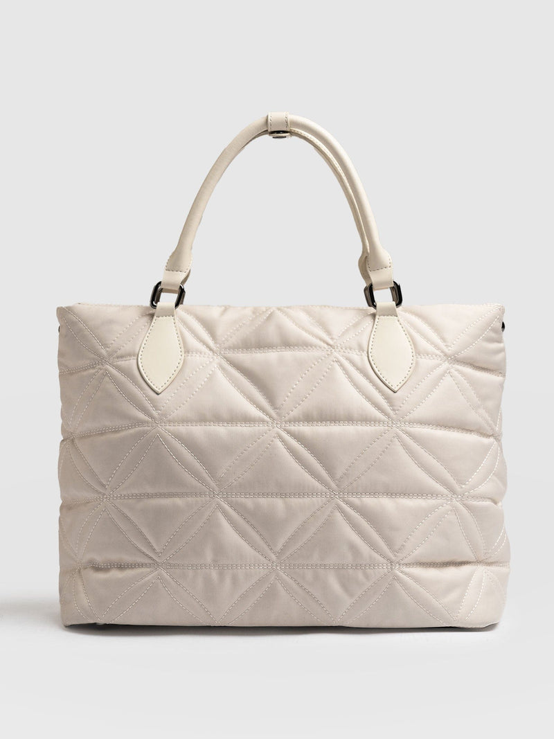 Quilted Selene Shopper Bag Cream - Women's Bags | Saint + Sofia® EU