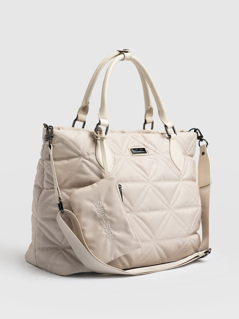 Quilted Selene Shopper Bag Cream - Women's Bags | Saint + Sofia® EU