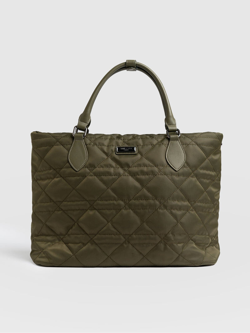 Quilted Selene Shopper Bag Khaki - Women's Bags | Saint + Sofia® EU