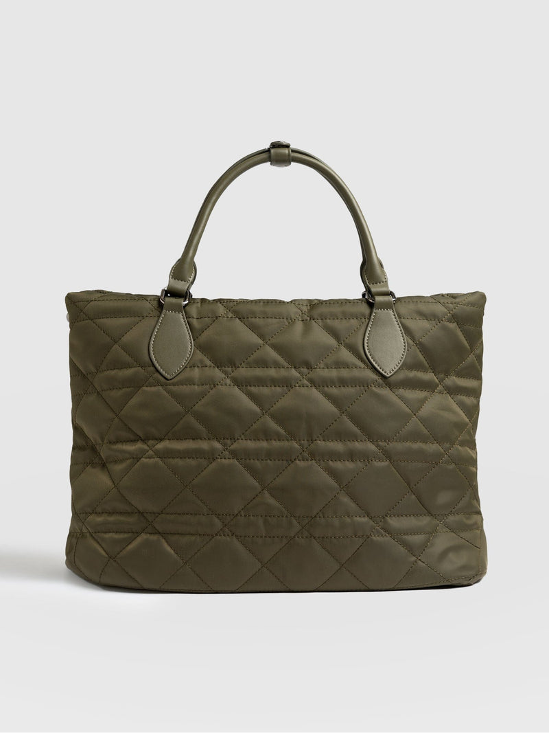 Quilted Selene Shopper Bag Khaki - Women's Bags | Saint + Sofia® EU