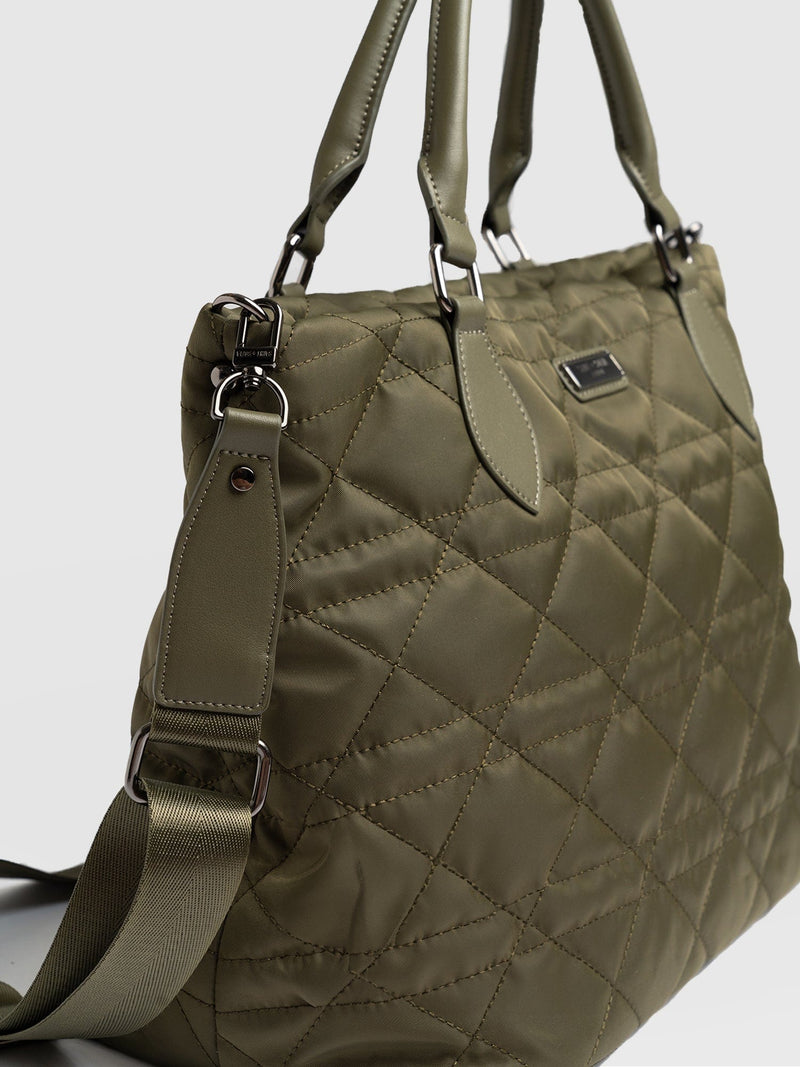 Quilted Selene Shopper Bag Khaki - Women's Bags | Saint + Sofia® EU