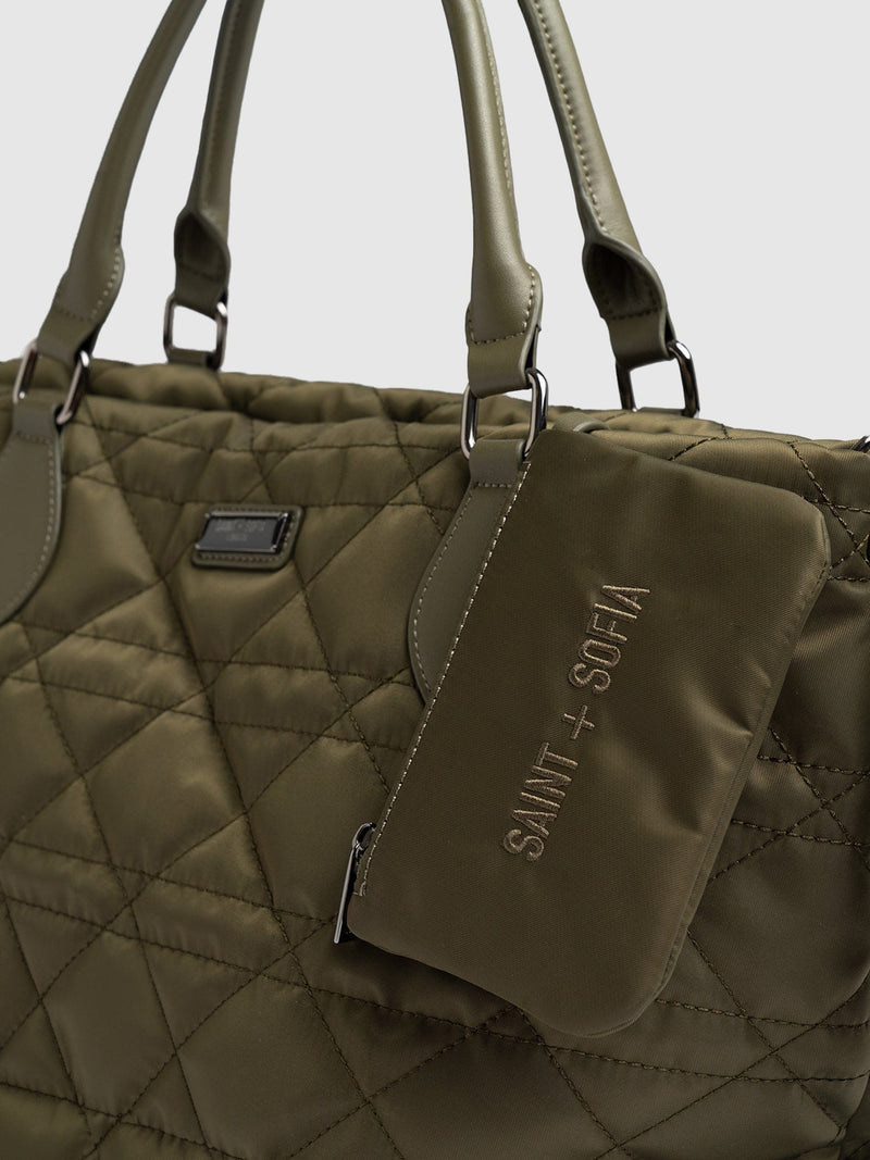 Quilted Selene Shopper Bag Khaki - Women's Bags | Saint + Sofia® EU