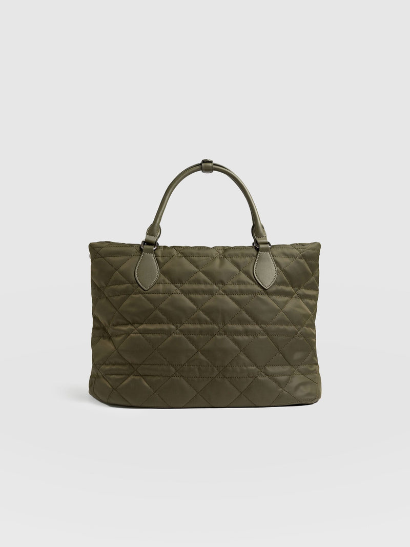 Quilted Selene Shopper Bag Khaki - Women's Bags | Saint + Sofia® EU