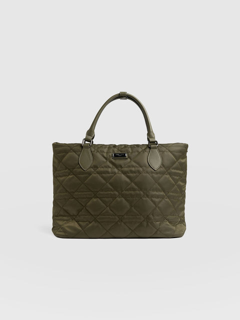 Quilted Selene Shopper Bag Khaki - Women's Bags | Saint + Sofia® EU