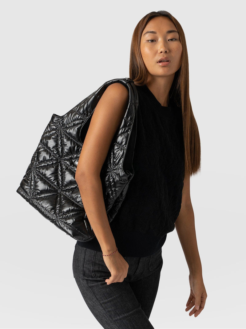 Quilted Stella Shoulder Tote Bag Black - Women's Bags | Saint + Sofia® EU
