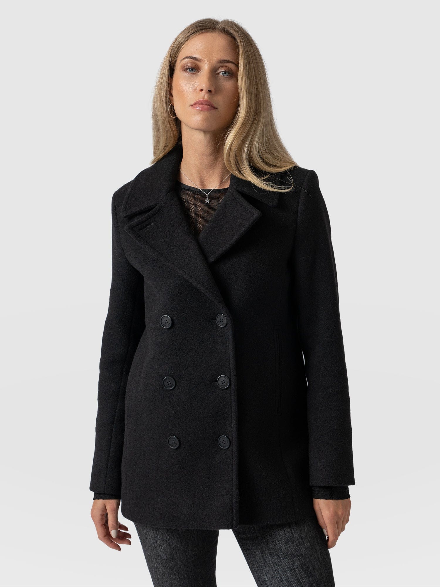 Quinn Pea Coat Black - Women's Coats | Saint + Sofia® EU