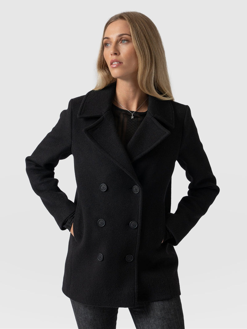 Quinn Pea Coat Black - Women's Coats | Saint + Sofia® EU