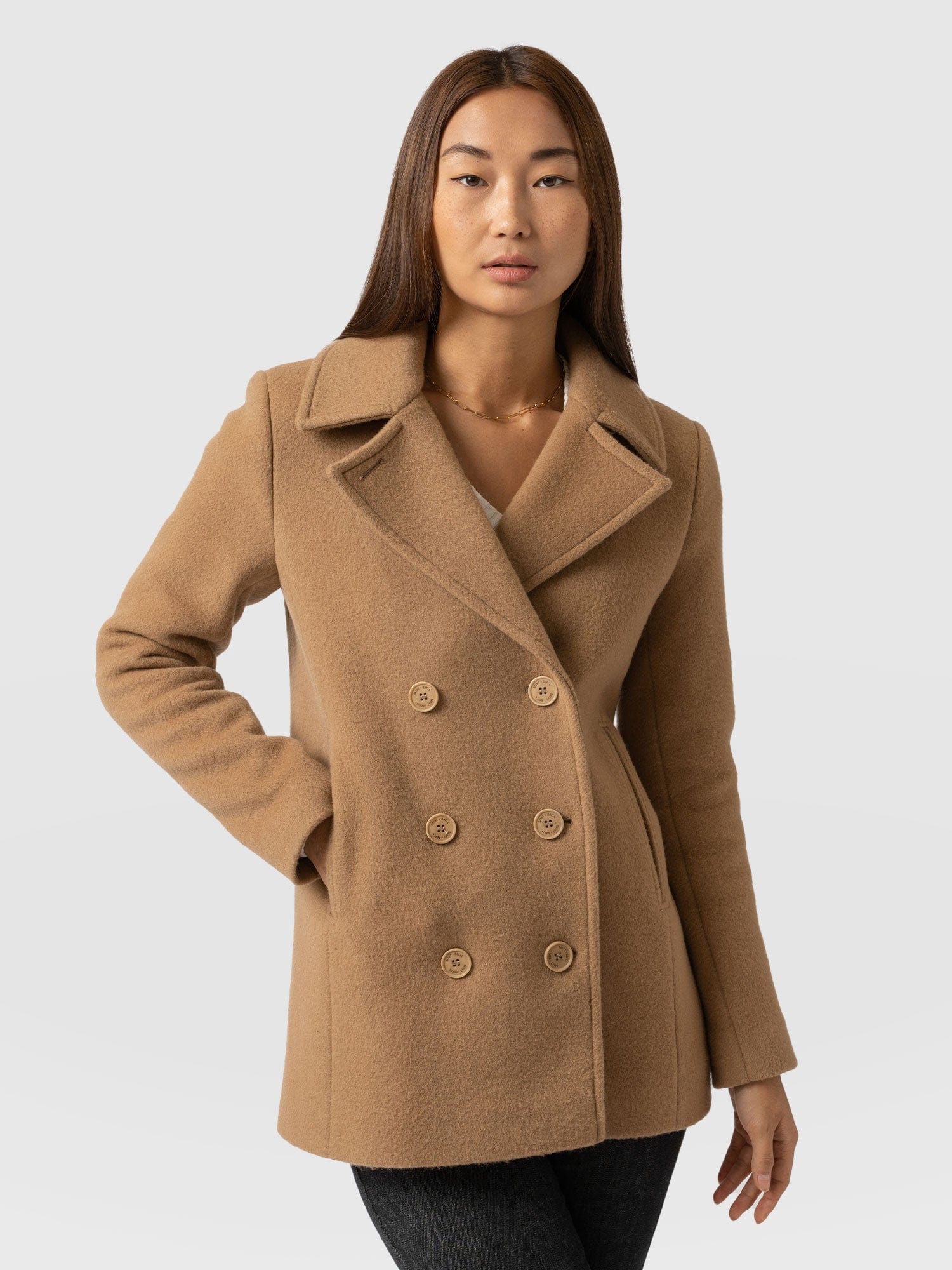 Quinn Pea Coat Camel - Women's Coats | Saint + Sofia® EU