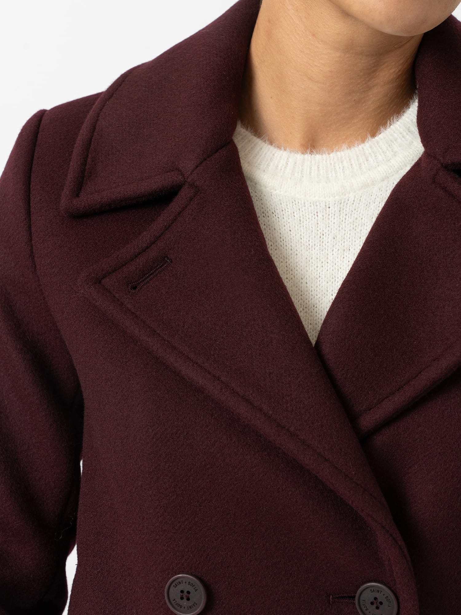 Quinn Pea Coat - Maroon - Women's Outerwears | Saint and Sofia® EU
