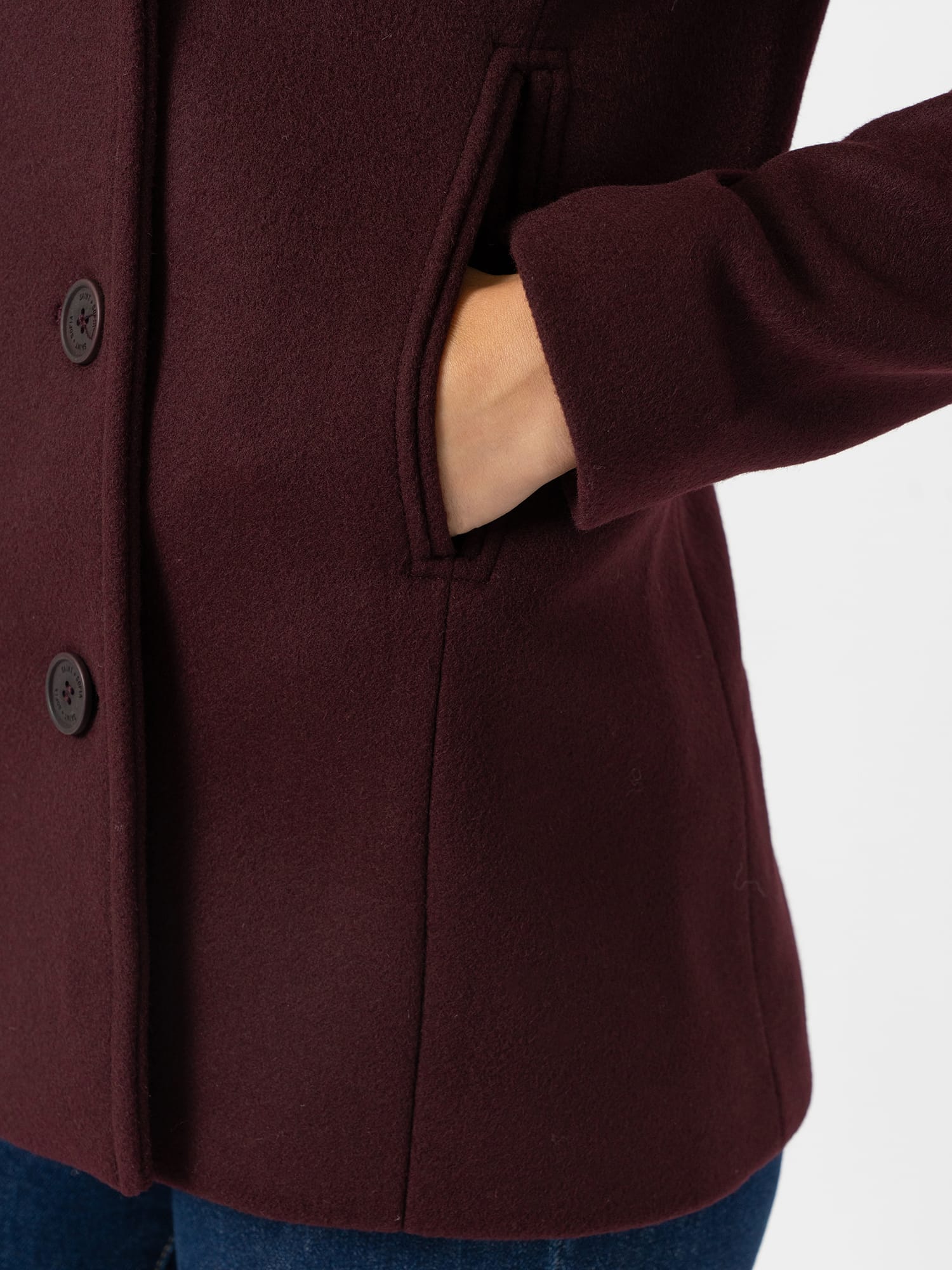 Quinn Pea Coat - Maroon - Women's Outerwears | Saint and Sofia® EU