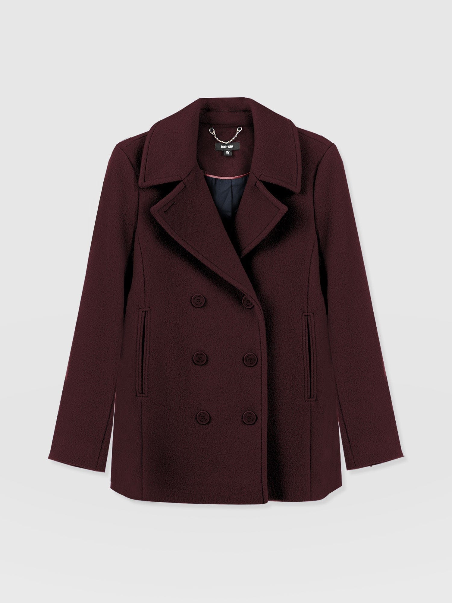 Quinn Pea Coat - Maroon - Women's Outerwears | Saint + Sofia® EU