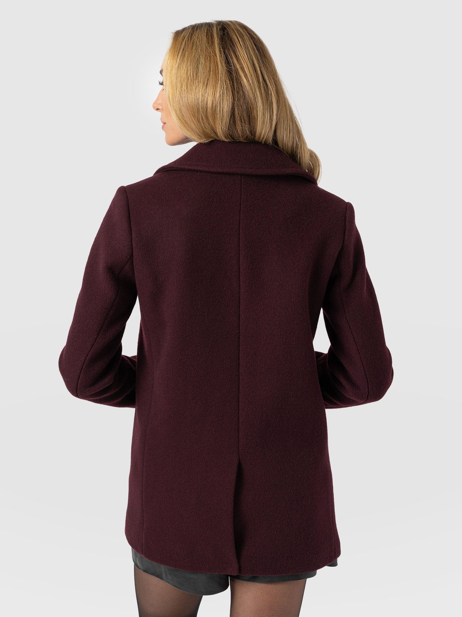 Quinn Pea Coat - Maroon - Women's Outerwears | Saint + Sofia® EU