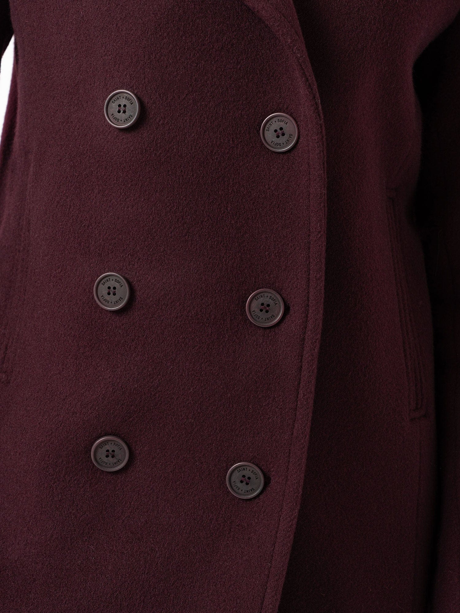 Quinn Pea Coat - Maroon - Women's Outerwears | Saint + Sofia® EU