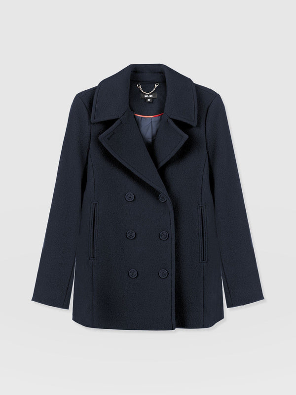 Quinn Pea Coat - Navy - Women's Outerwears | Saint + Sofia® EU