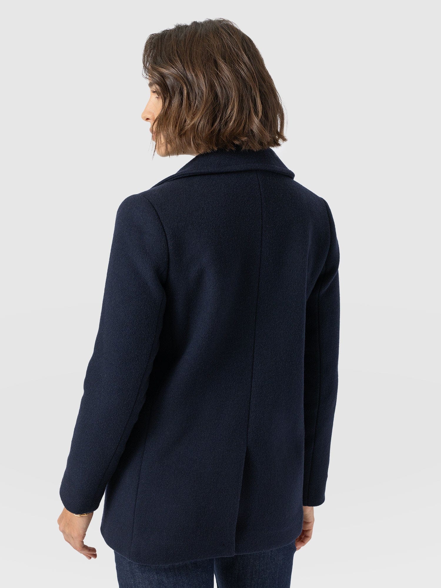 Quinn Pea Coat - Navy - Women's Outerwears | Saint + Sofia® EU