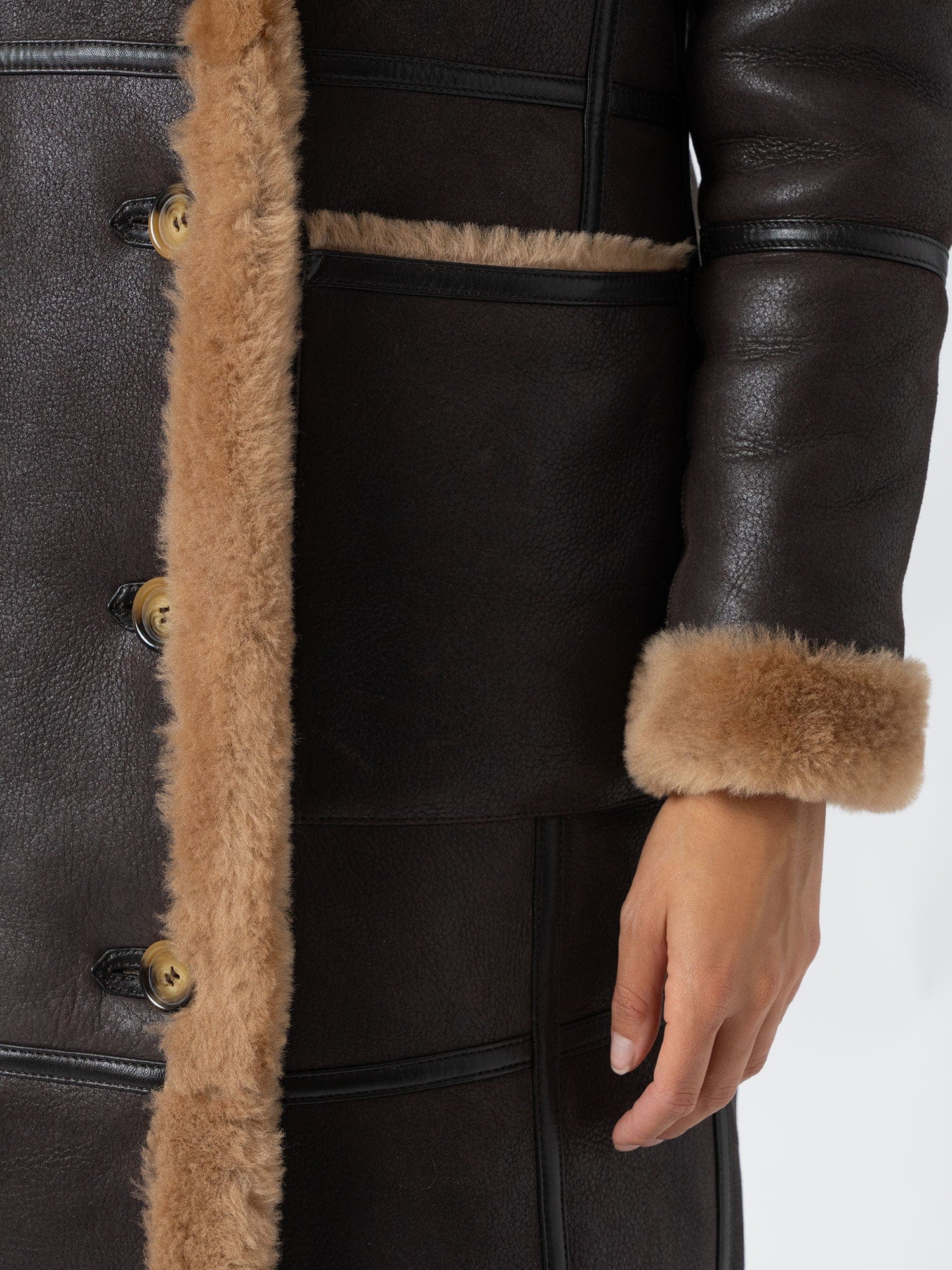Ramone Shearling Reversible Coat - Brown - Women's Leathers | Saint + Sofia® EU