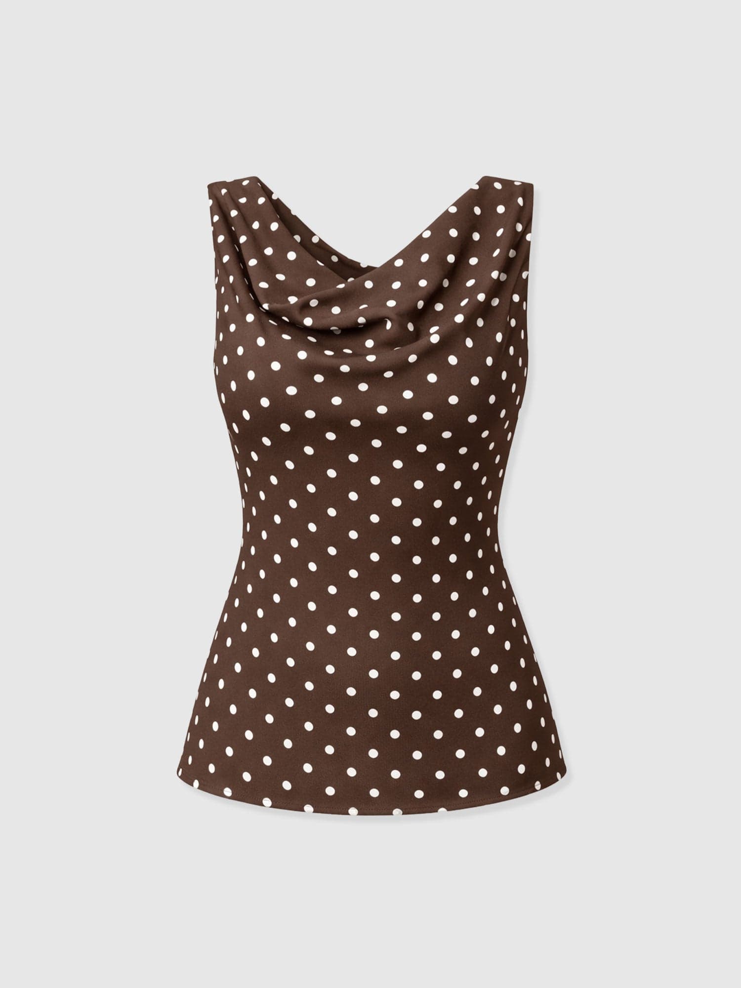 Raye Cowl Cami - Brown Polka Dot - Women's T-shirts | Saint + Sofia® EU