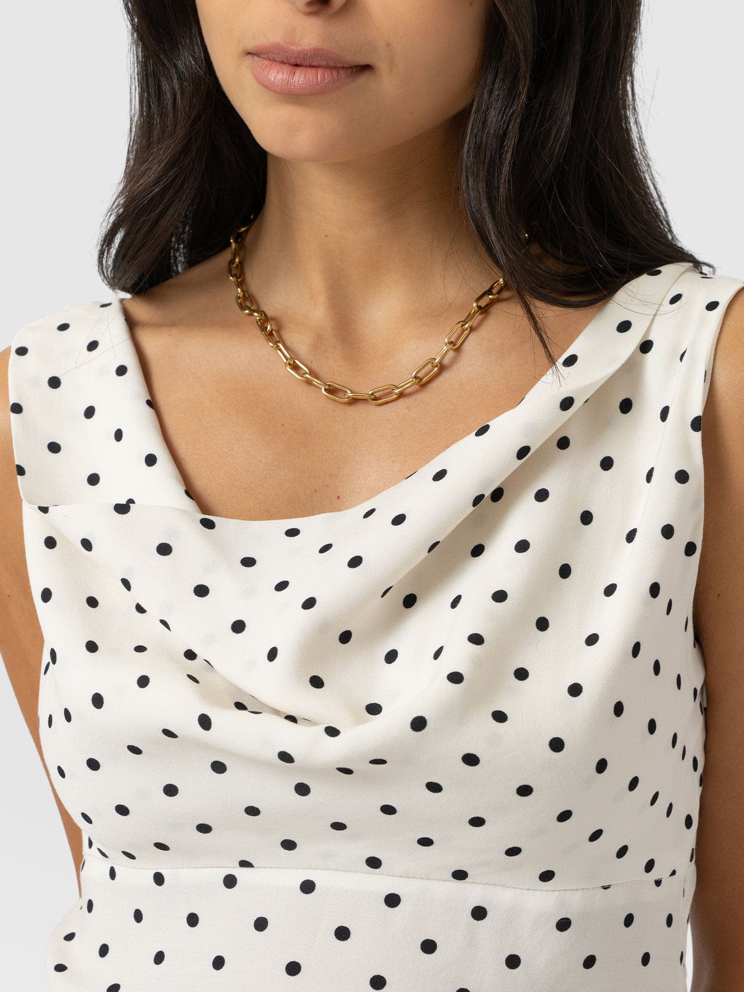 Raye Cowl Cami - Cream Polka Dot - Women's T-shirts | Saint + Sofia® EU