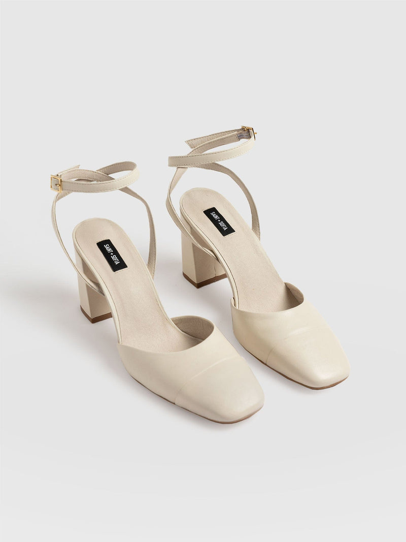 Rayner Cap Toe Heel Cream - Women's Heels | Saint + Sofia® EU