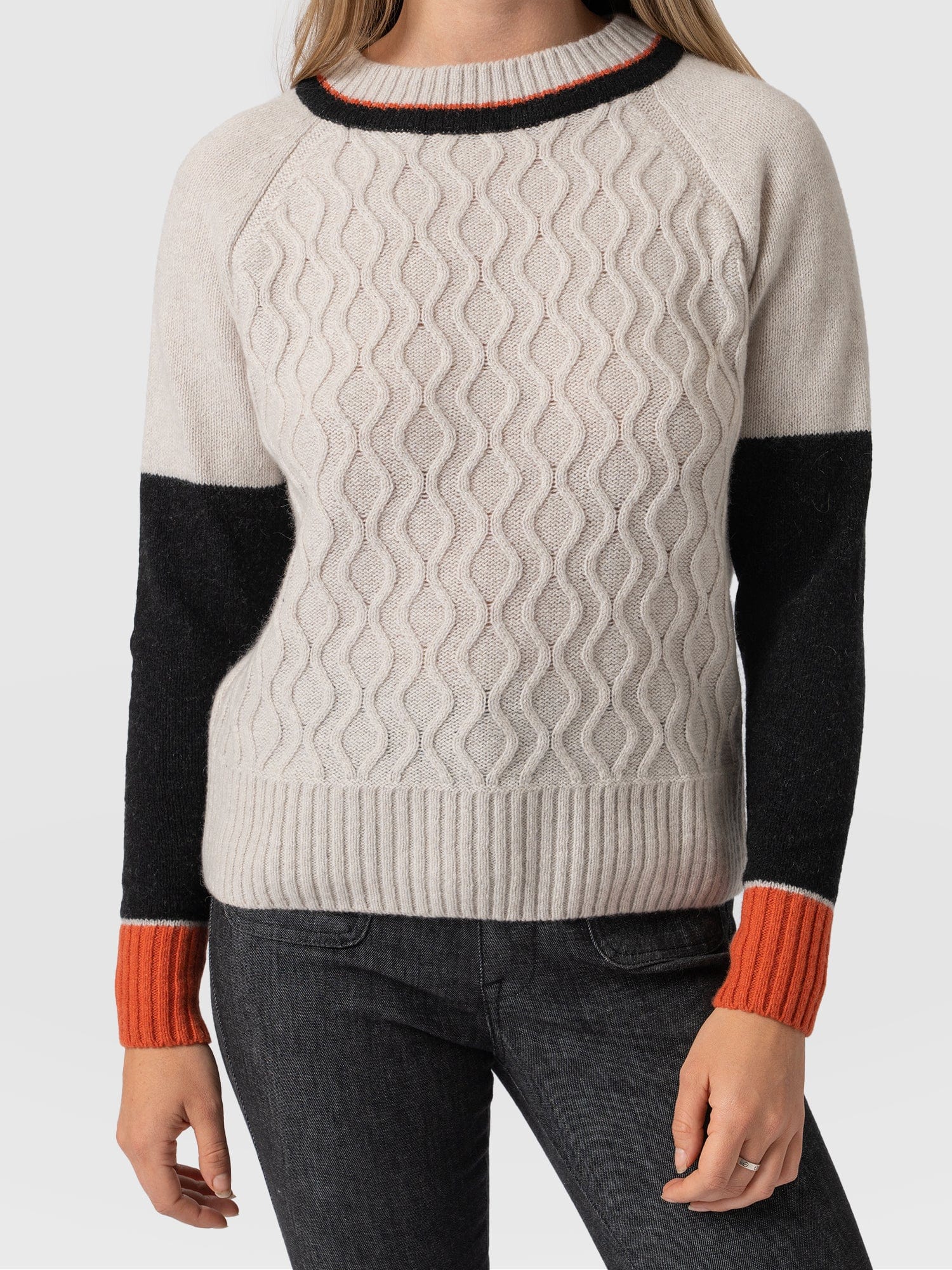 Rayner Cashmere Jumper Black/Beige/Orange - Women's Jumper | Saint + Sofia® EU