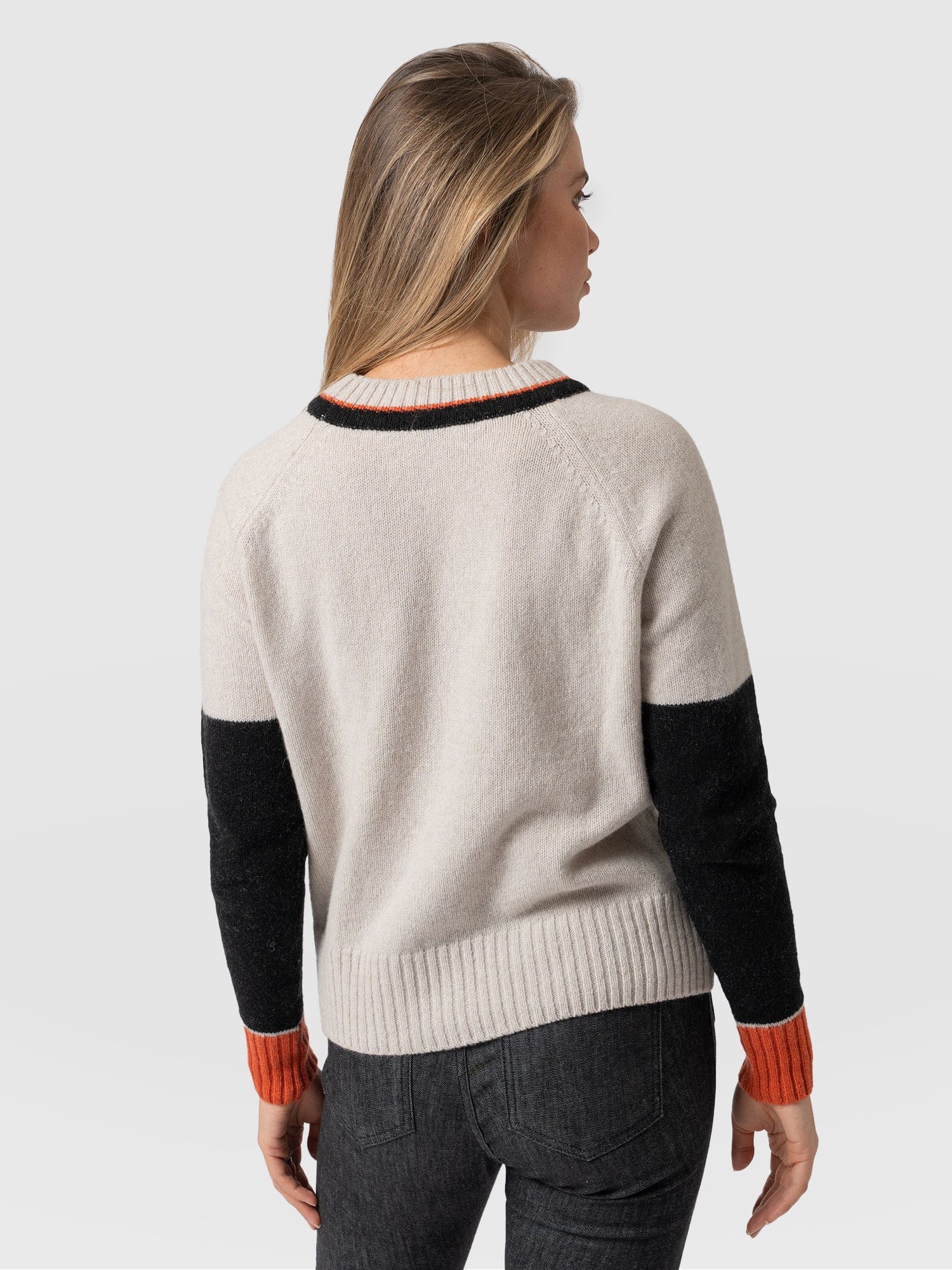 Rayner Cashmere Jumper Black/Beige/Orange - Women's Jumper | Saint + Sofia® EU