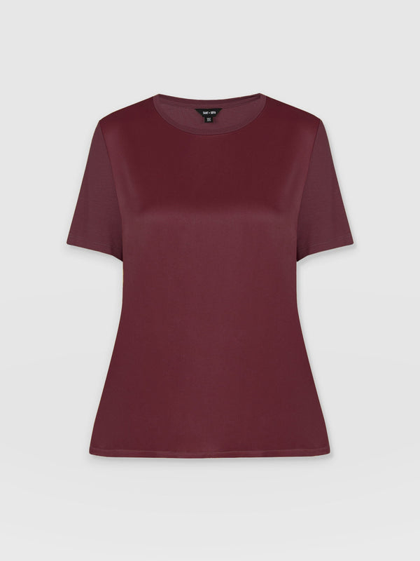 Rayner Contrast Tee Maroon - Women's T-Shirts | Saint + Sofia® EU