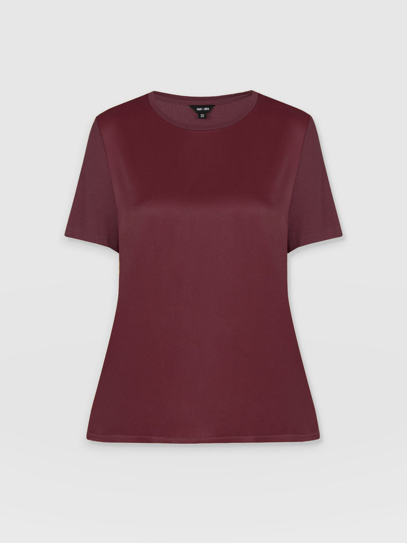 Rayner Contrast Tee Maroon - Women's T-Shirts | Saint + Sofia® EU