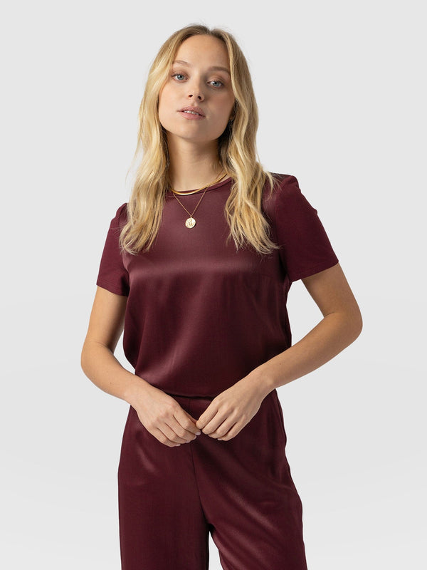 Rayner Contrast Tee Maroon - Women's T-Shirts | Saint + Sofia® EU