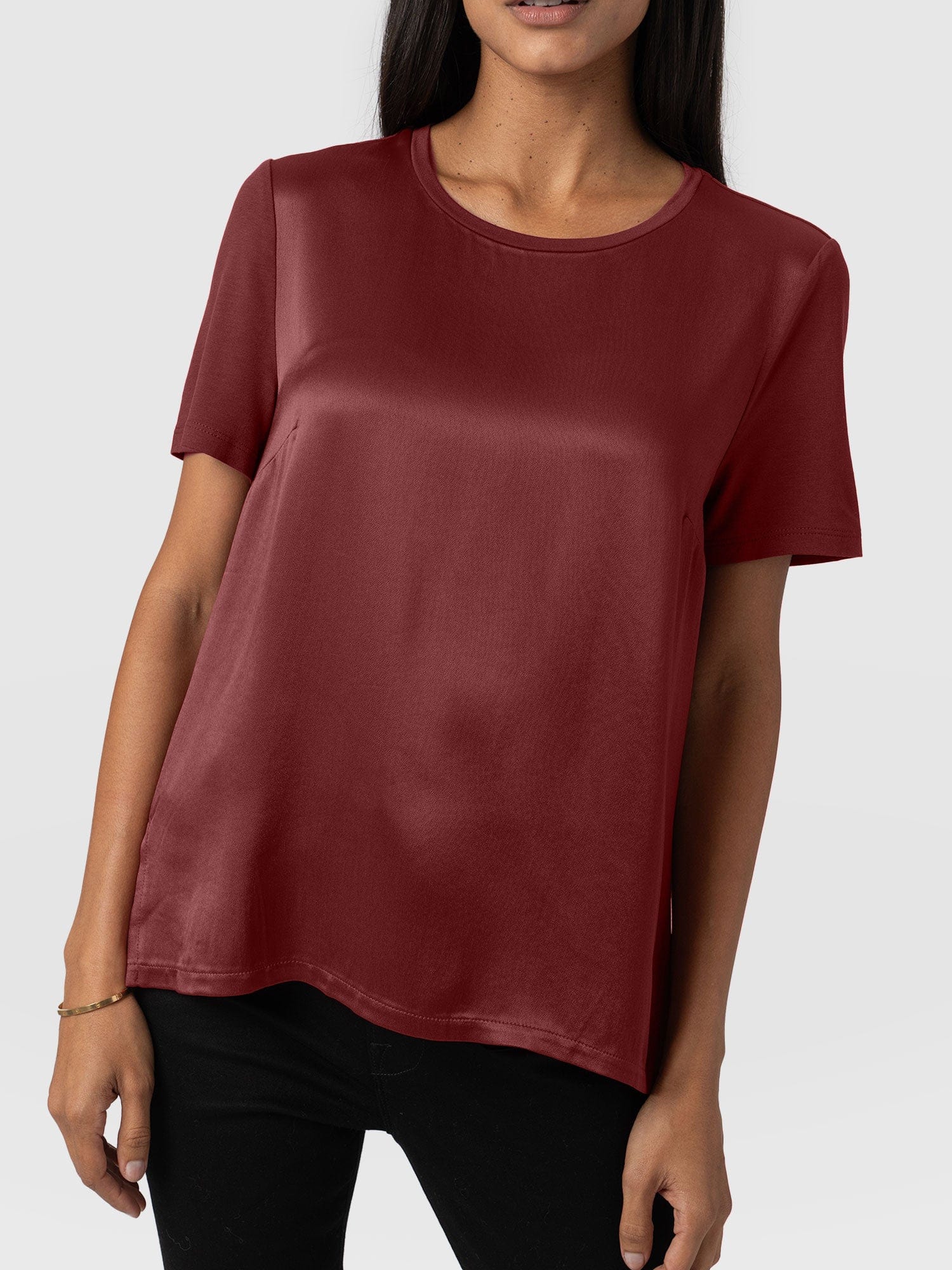 Rayner Contrast Tee Maroon - Women's T-Shirts | Saint + Sofia® EU